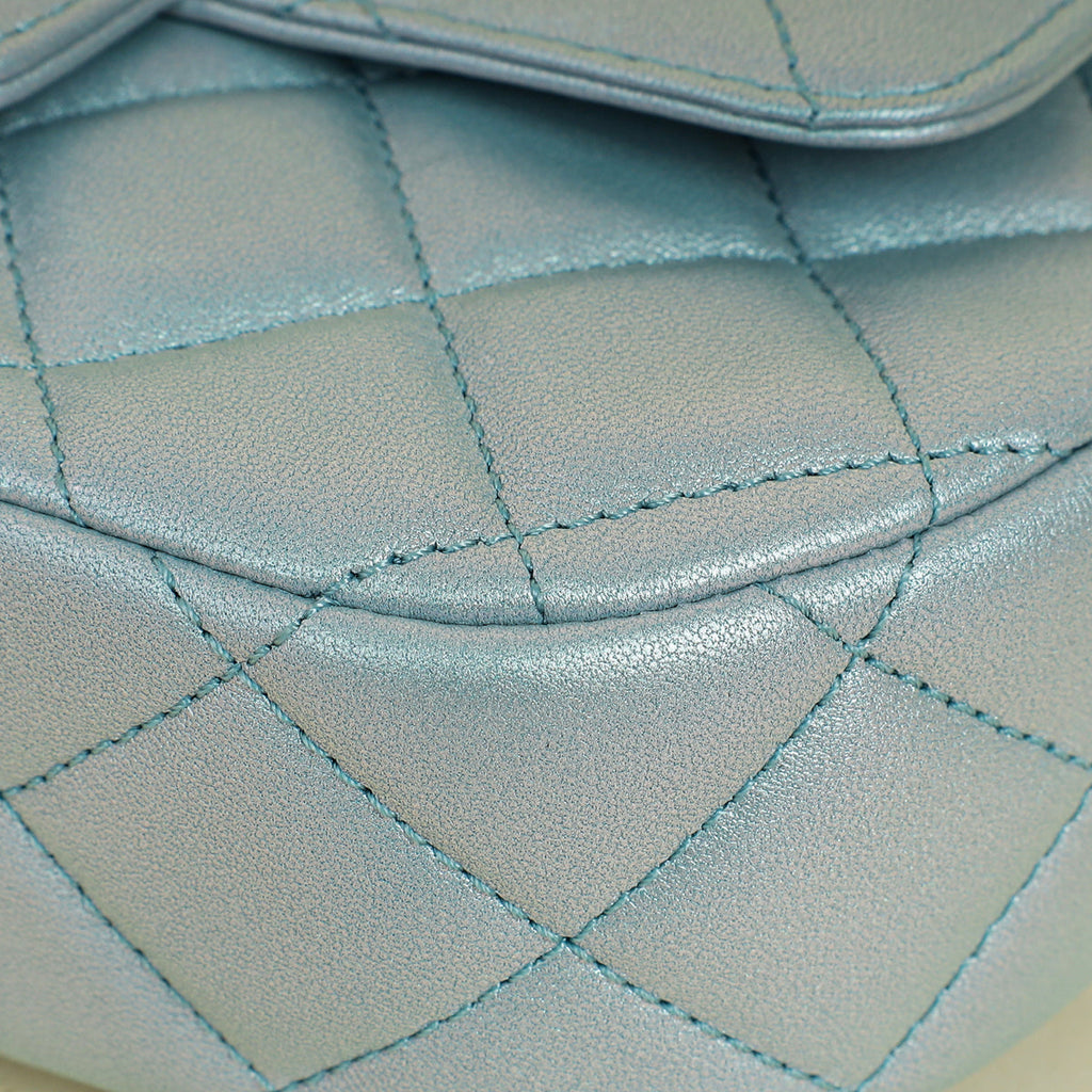 Chanel Pearl Light Blue CC Top Handle Small Flap Chain Bag