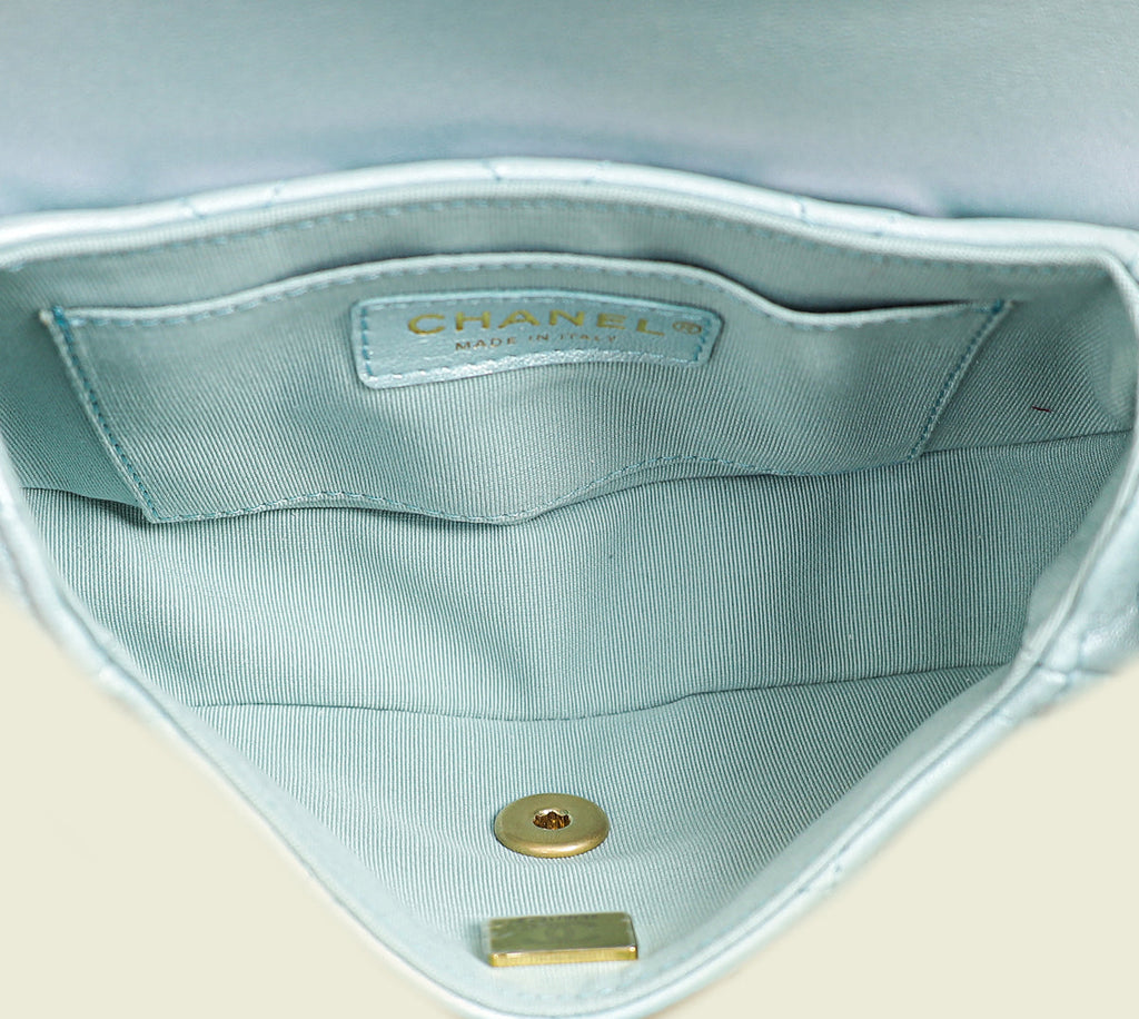 Chanel Pearl Light Blue CC Top Handle Small Flap Chain Bag