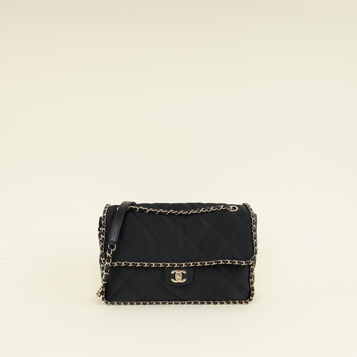 Chanel Black CC Satin Quilted Flap Bag