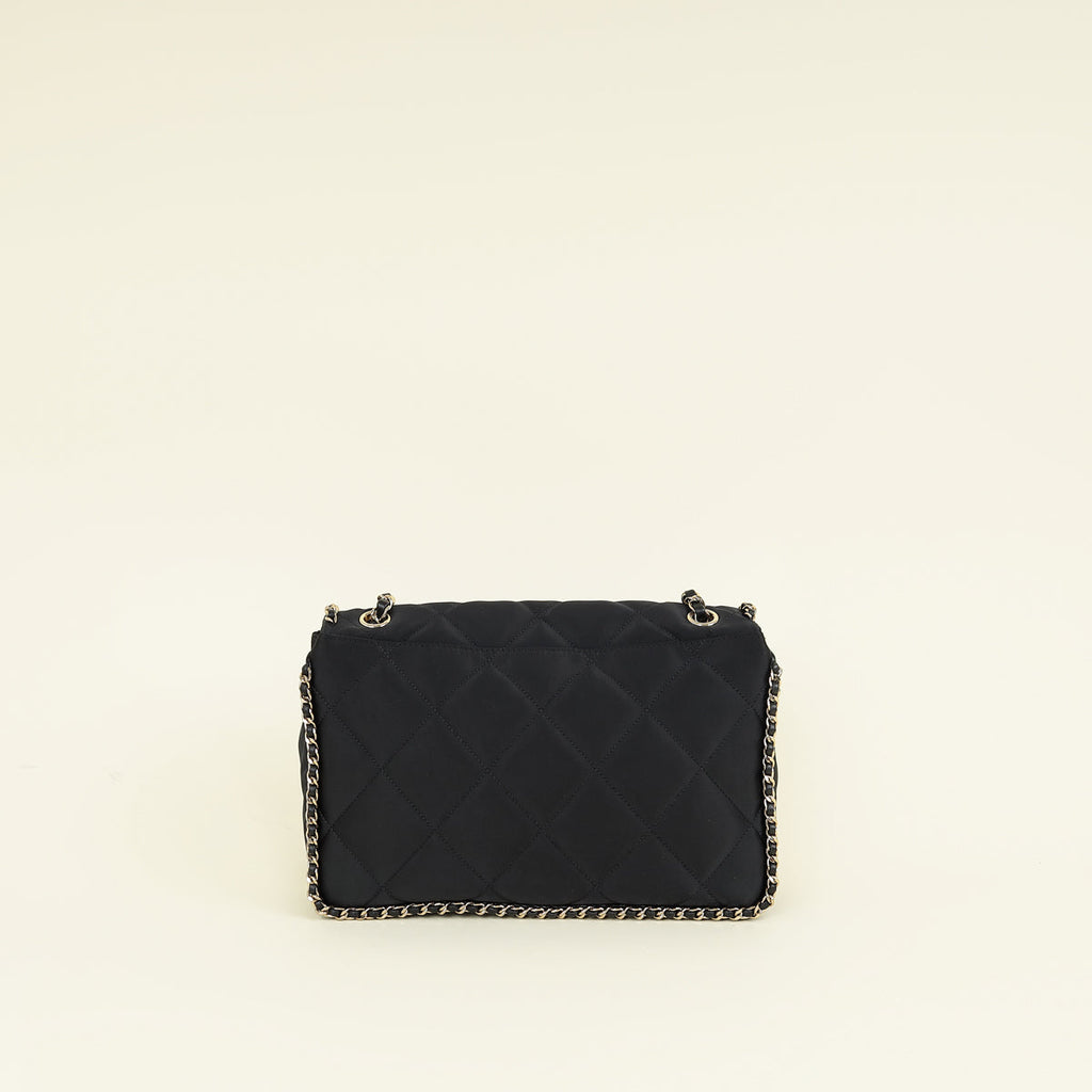 Chanel Black CC Satin Quilted Flap Bag