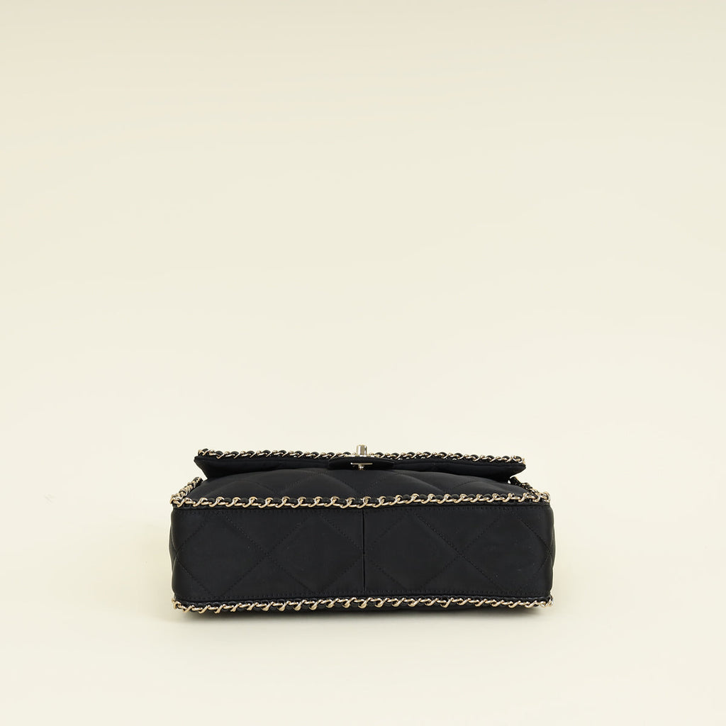 Chanel Black CC Satin Quilted Flap Bag