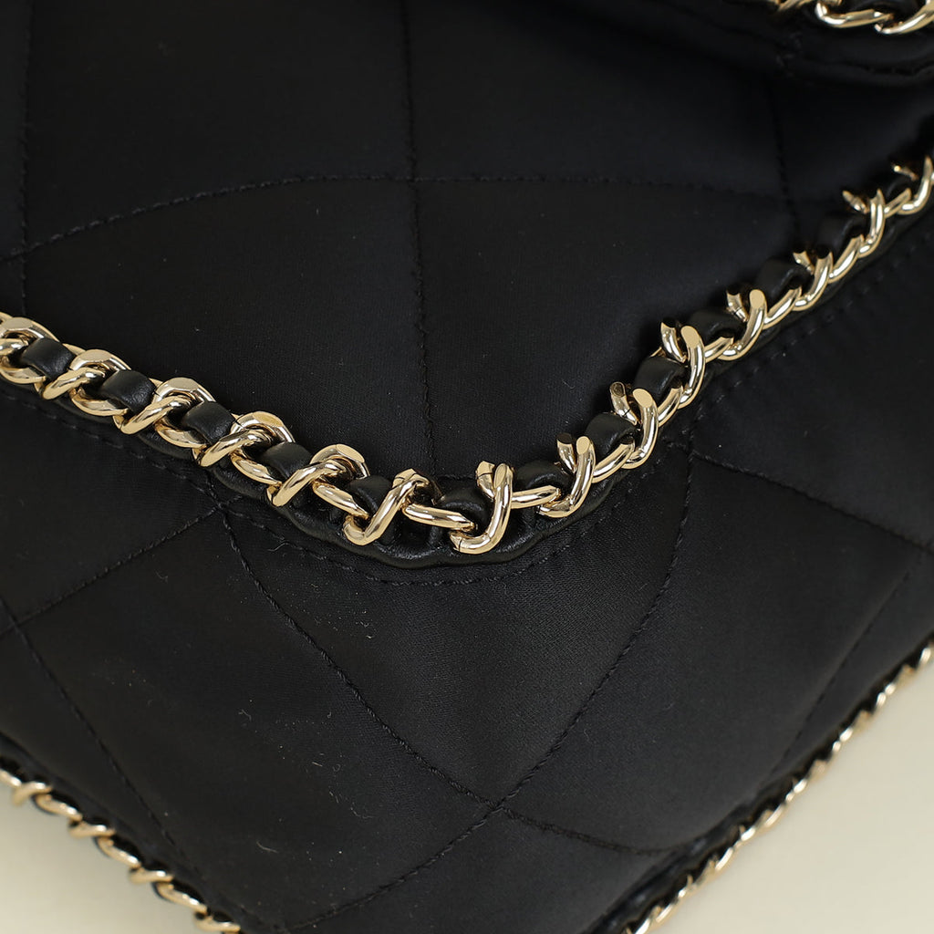 Chanel Black CC Satin Quilted Flap Bag