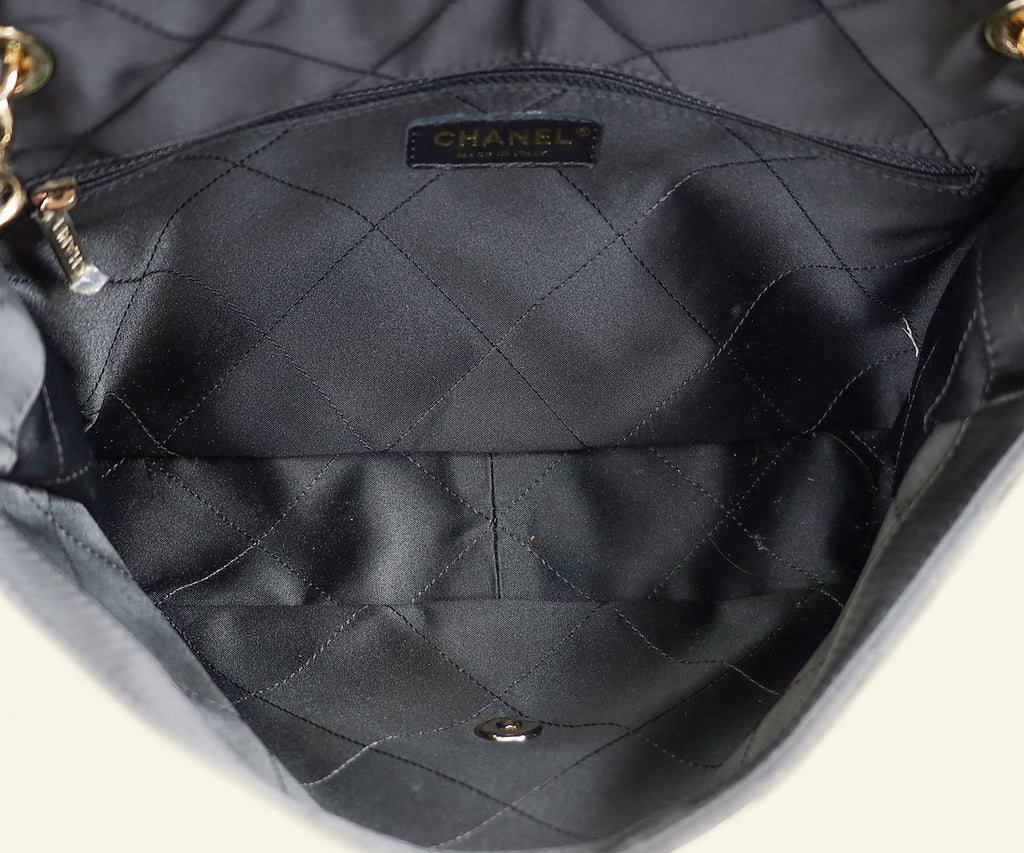 Chanel Black CC Satin Quilted Flap Bag