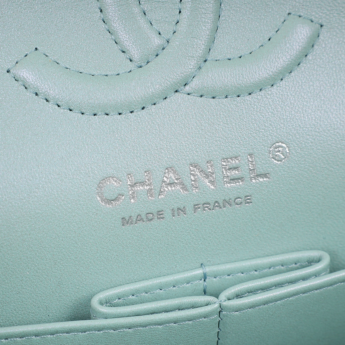 Chanel Metallic Pearl Blue CC Classic Double Flap Small Bag