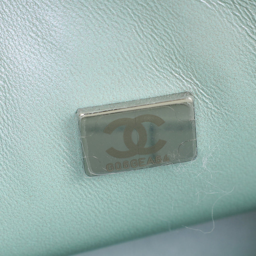 Chanel Metallic Pearl Blue CC Classic Double Flap Small Bag