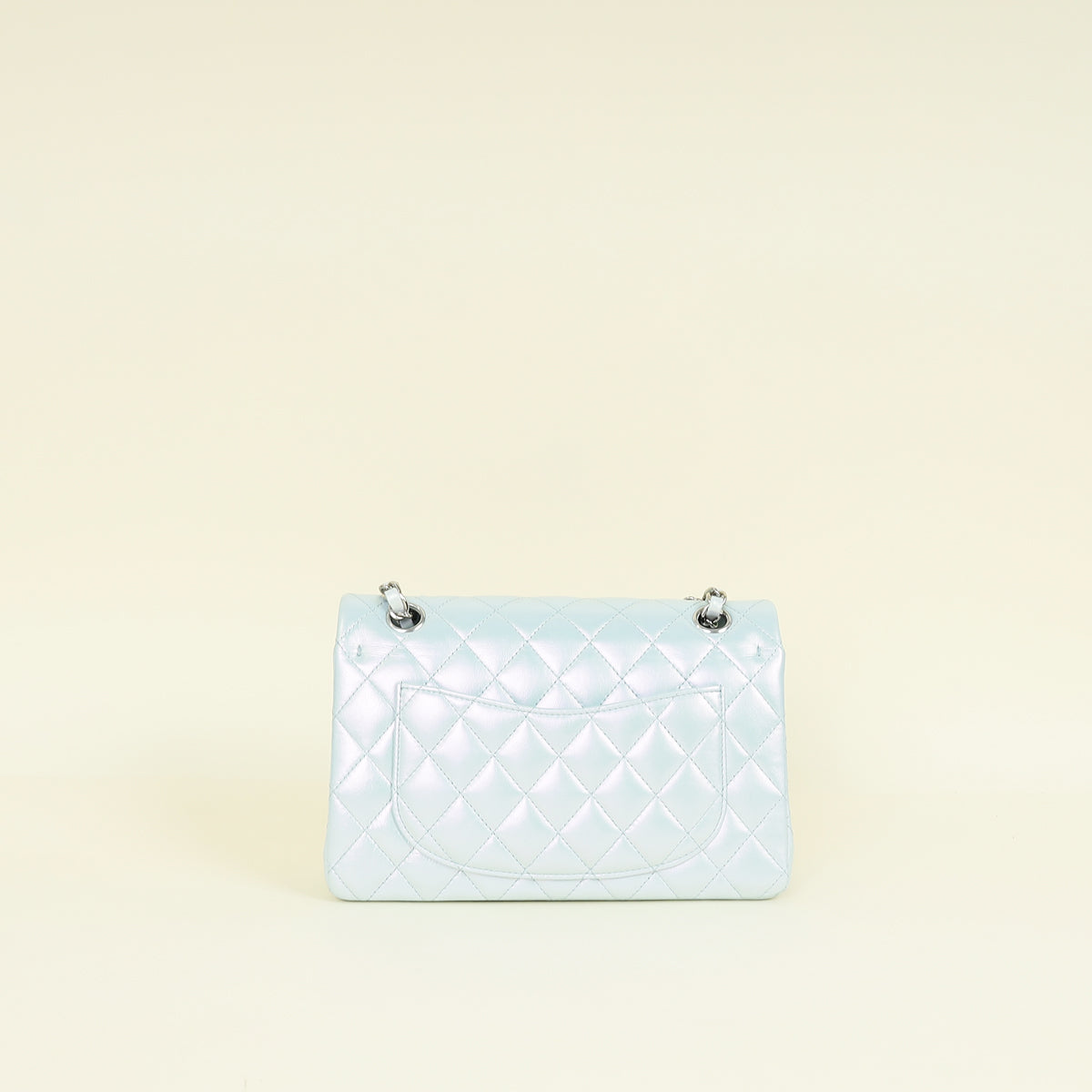 Chanel Metallic Pearl Blue CC Classic Double Flap Small Bag