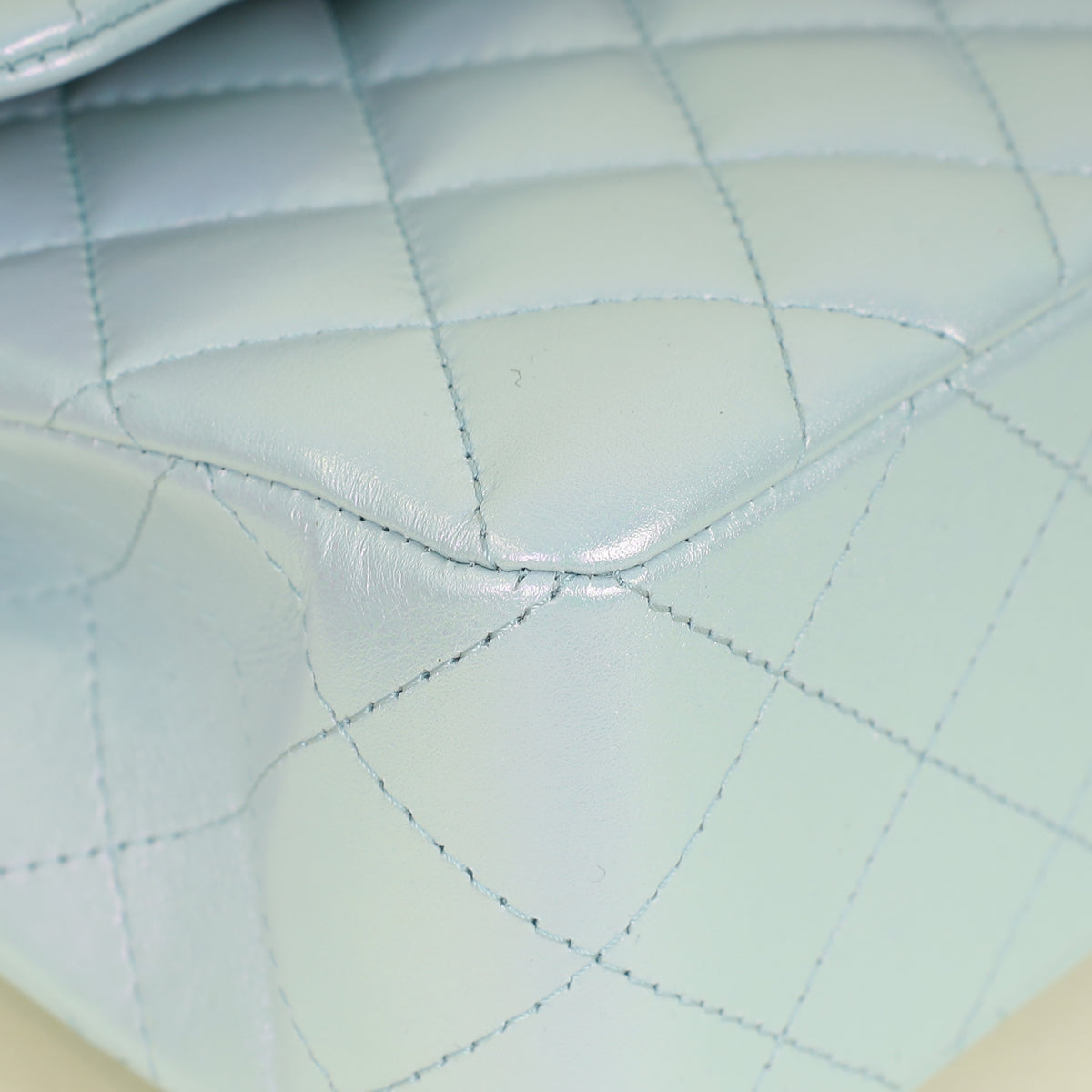Chanel Metallic Pearl Blue CC Classic Double Flap Small Bag