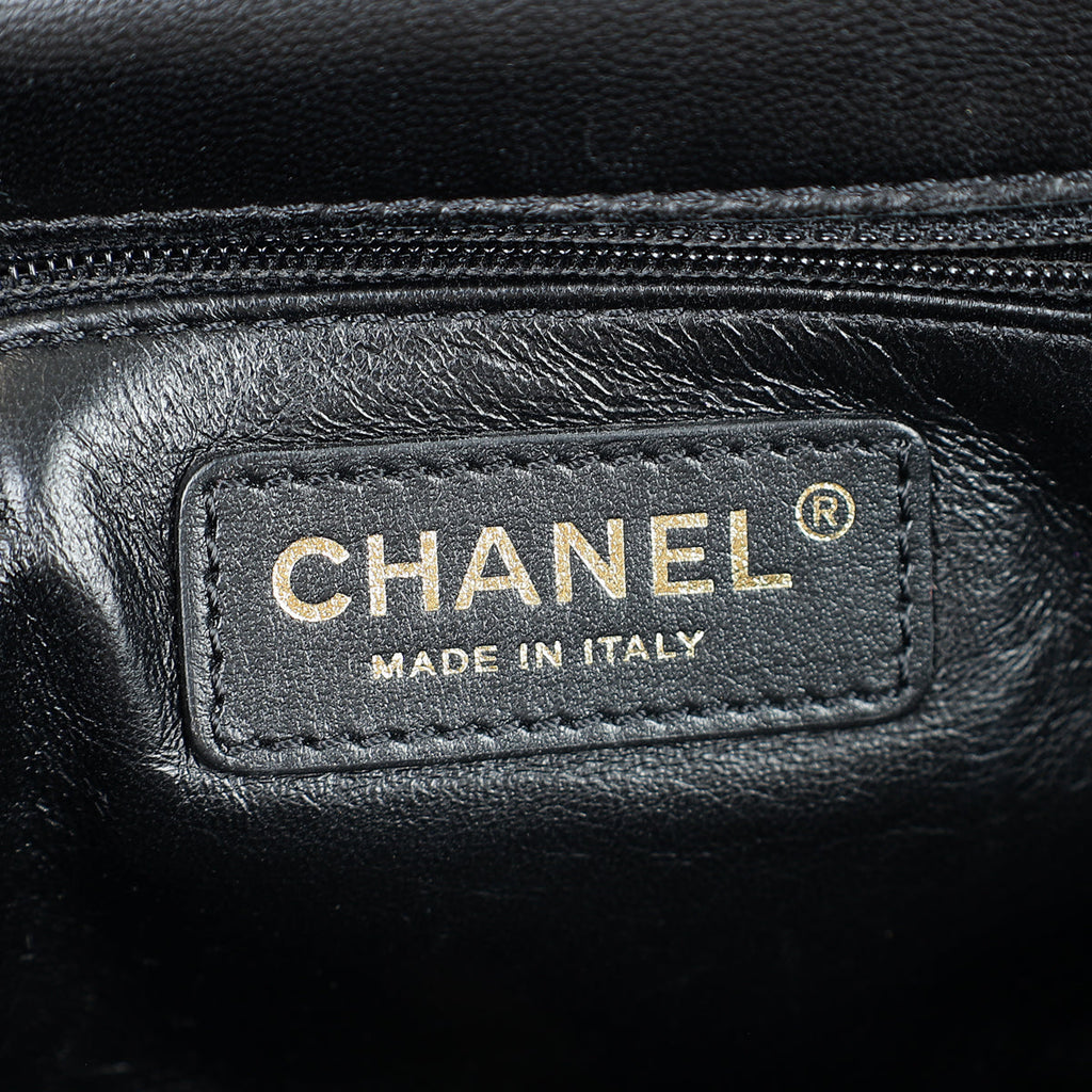 Chanel Black CC Top Handle Large Quilted Flap Bag