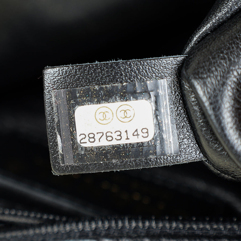 Chanel Black CC Top Handle Large Quilted Flap Bag