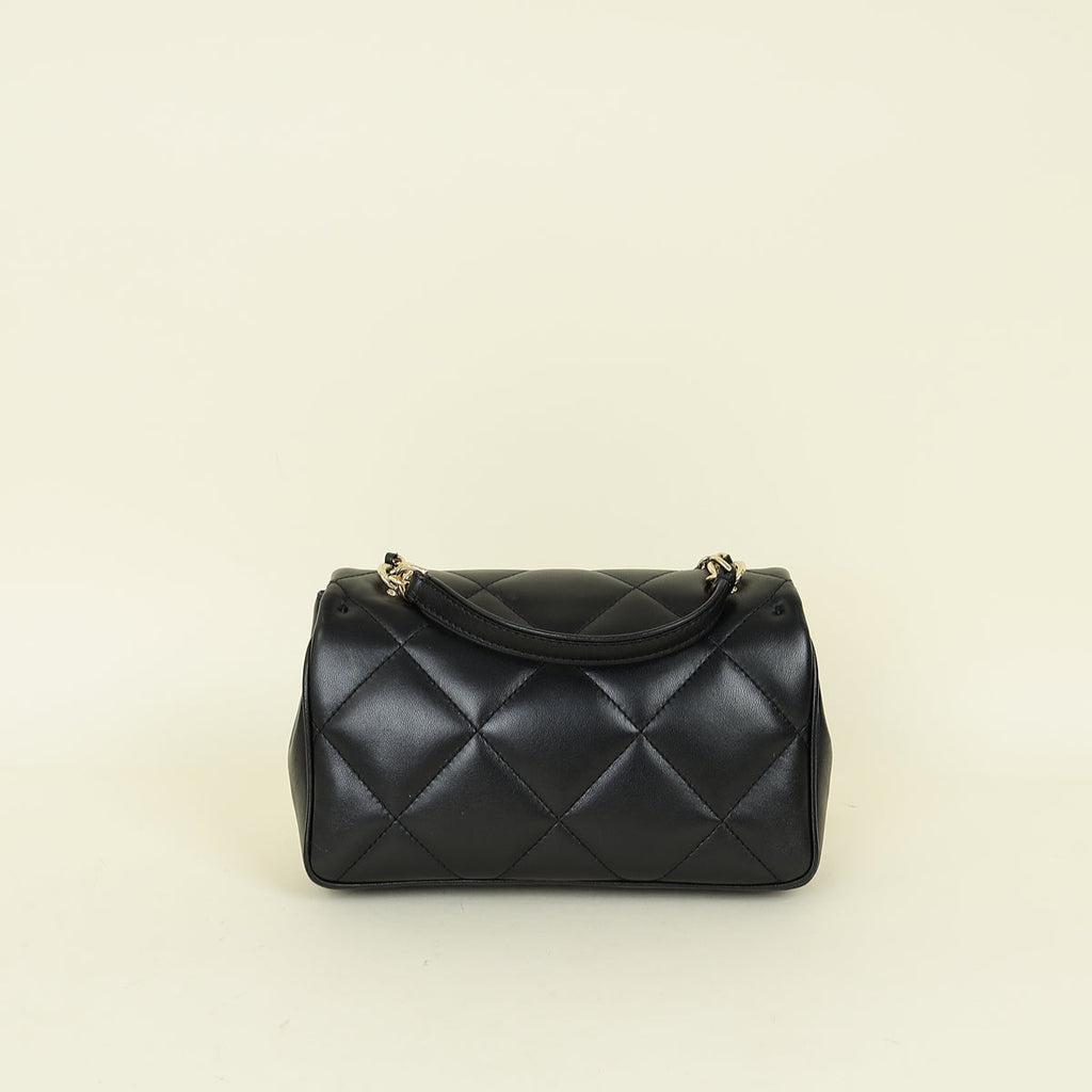 Chanel Black CC Top Handle Large Quilted Flap Bag