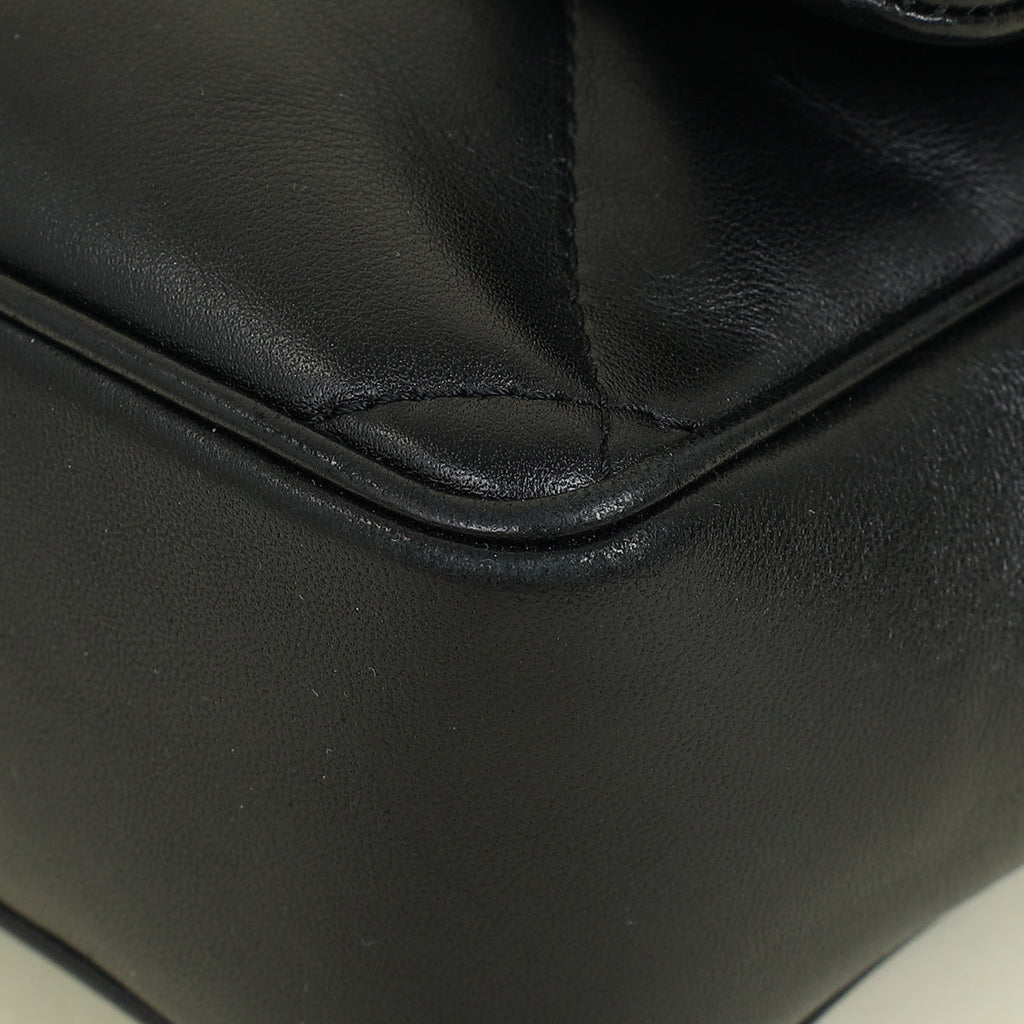 Chanel Black CC Top Handle Large Quilted Flap Bag