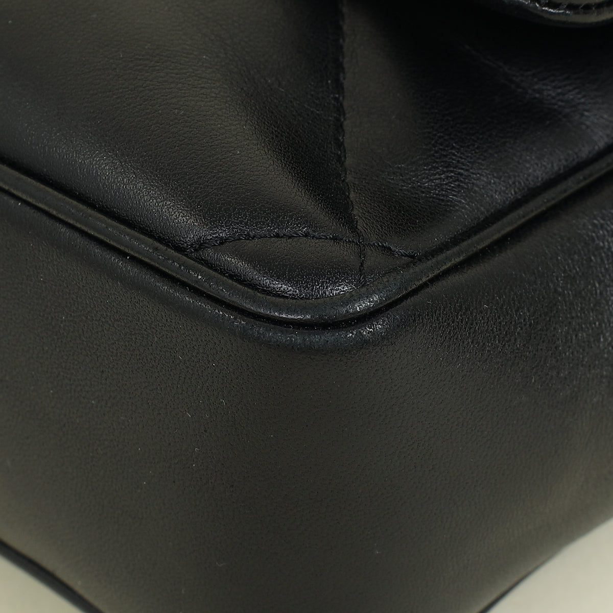 Chanel Black CC Top Handle Large Quilted Flap Bag