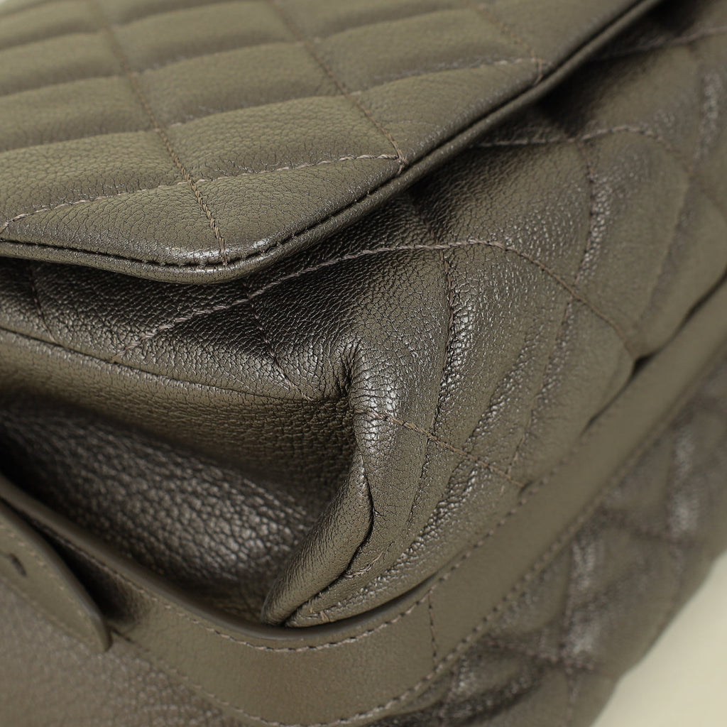 Chanel Etoupe Grey CC City Rock Flap Large Bag
