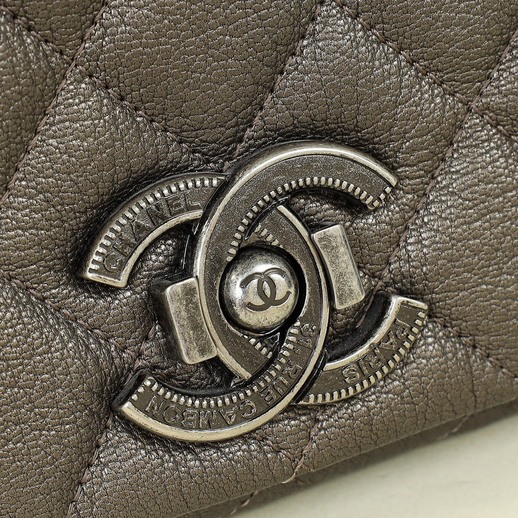Chanel Etoupe Grey CC City Rock Flap Large Bag