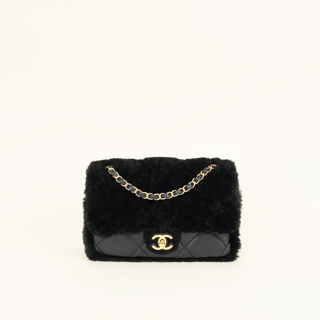 Chanel Black Furry Coco Flap Bag