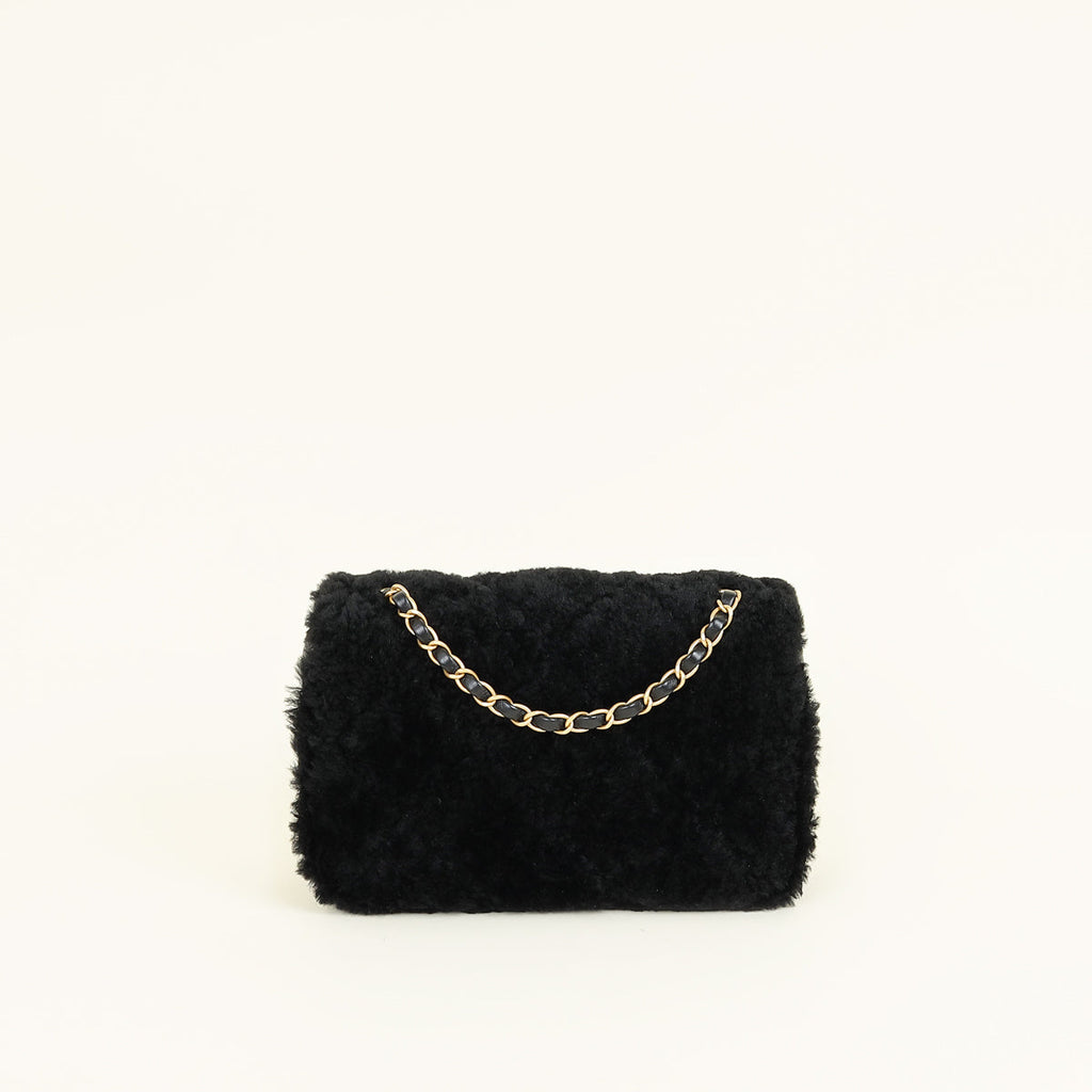 Chanel Black Furry Coco Flap Bag