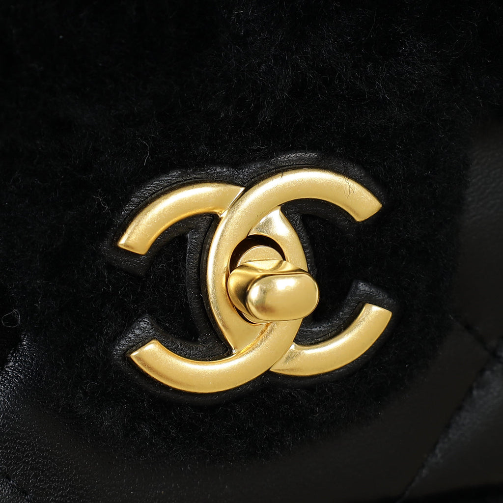 Chanel Black Furry Coco Flap Bag