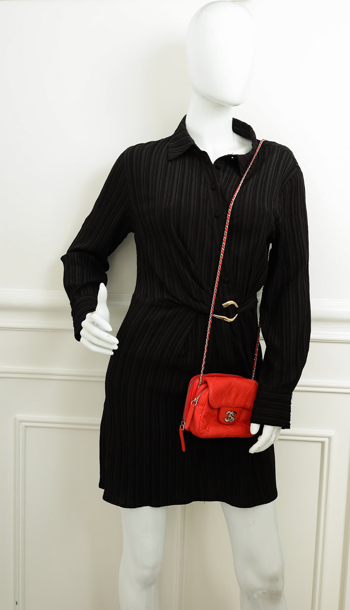 Chanel Red Ultimate Stitch Mini Flap Wallet on Chain