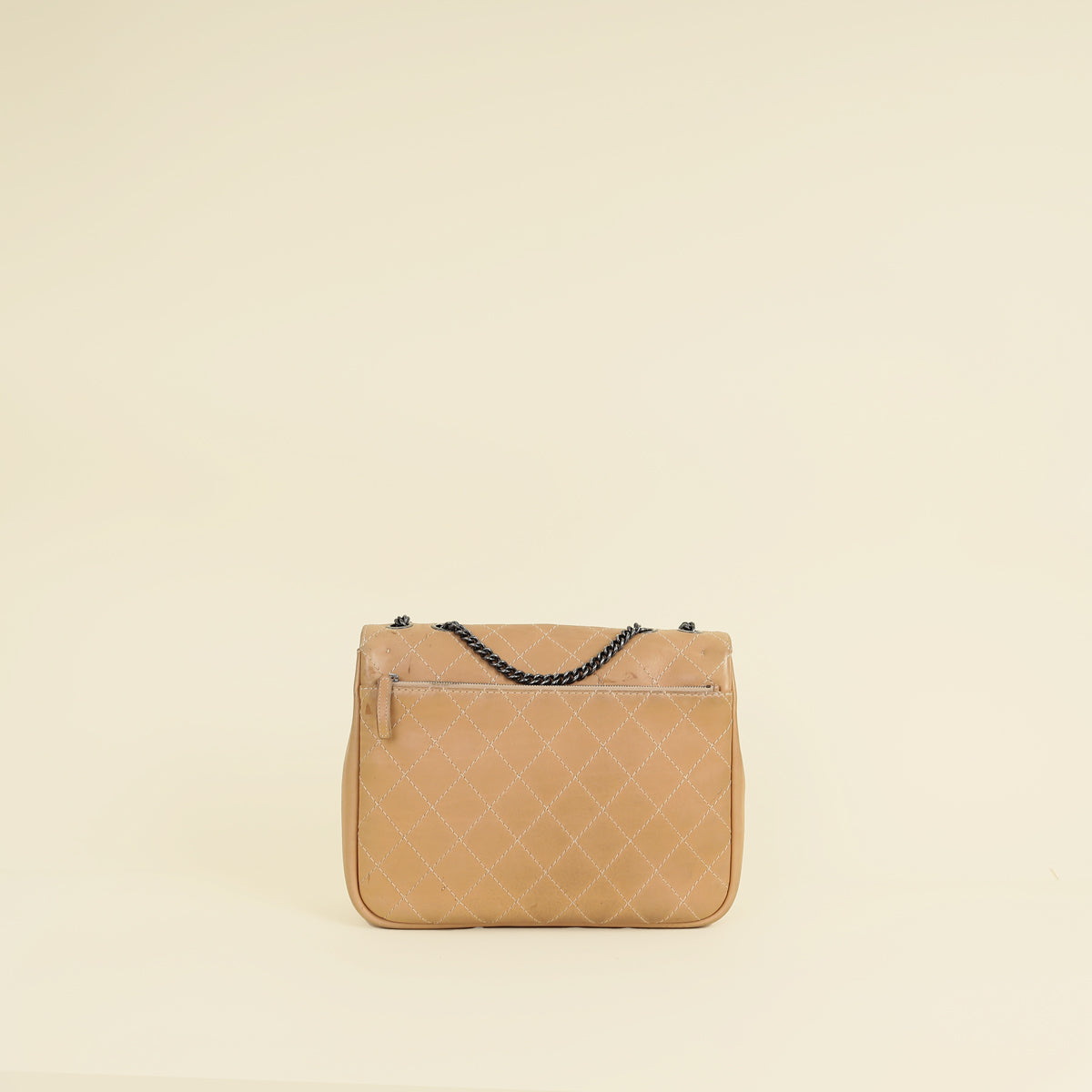 Chanel Beige Messenger Hobo Flap Bag