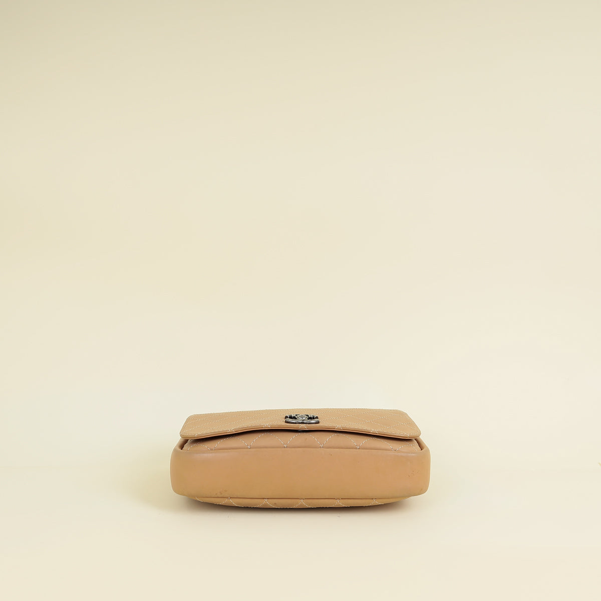 Chanel Beige Messenger Hobo Flap Bag