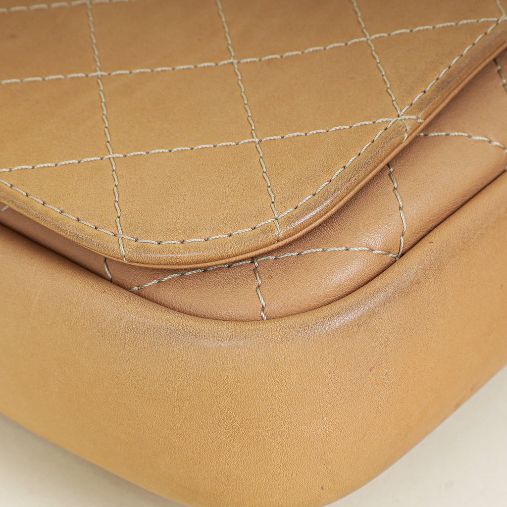 Chanel Beige Messenger Hobo Flap Bag