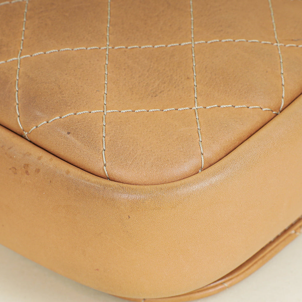 Chanel Beige Messenger Hobo Flap Bag