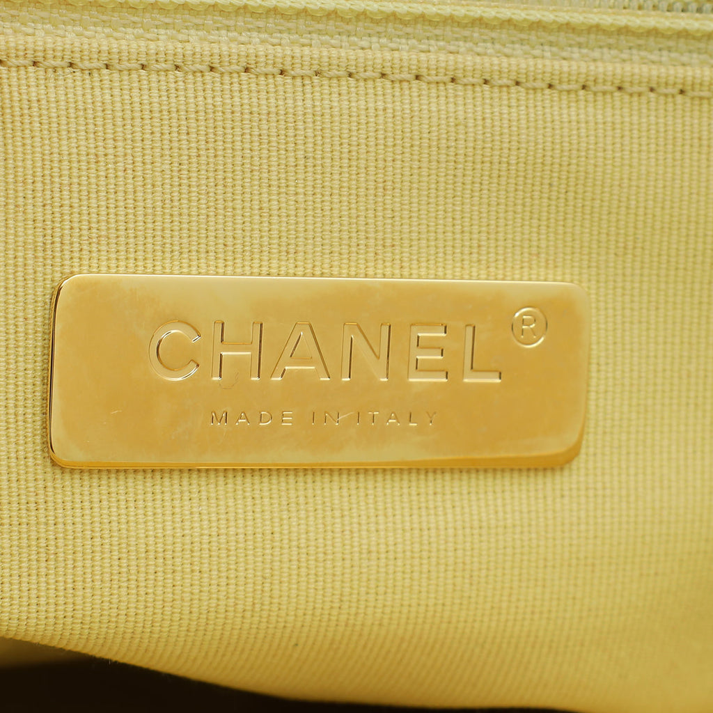 Chanel Light Yellow CC 19 Wool small Flap Bag