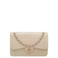 Chanel Pinkish Beige Alligator Classic Double Flap Jumbo Bag