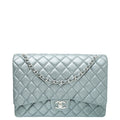 Chanel Metallic Gray Classic Double Flap Maxi Bag