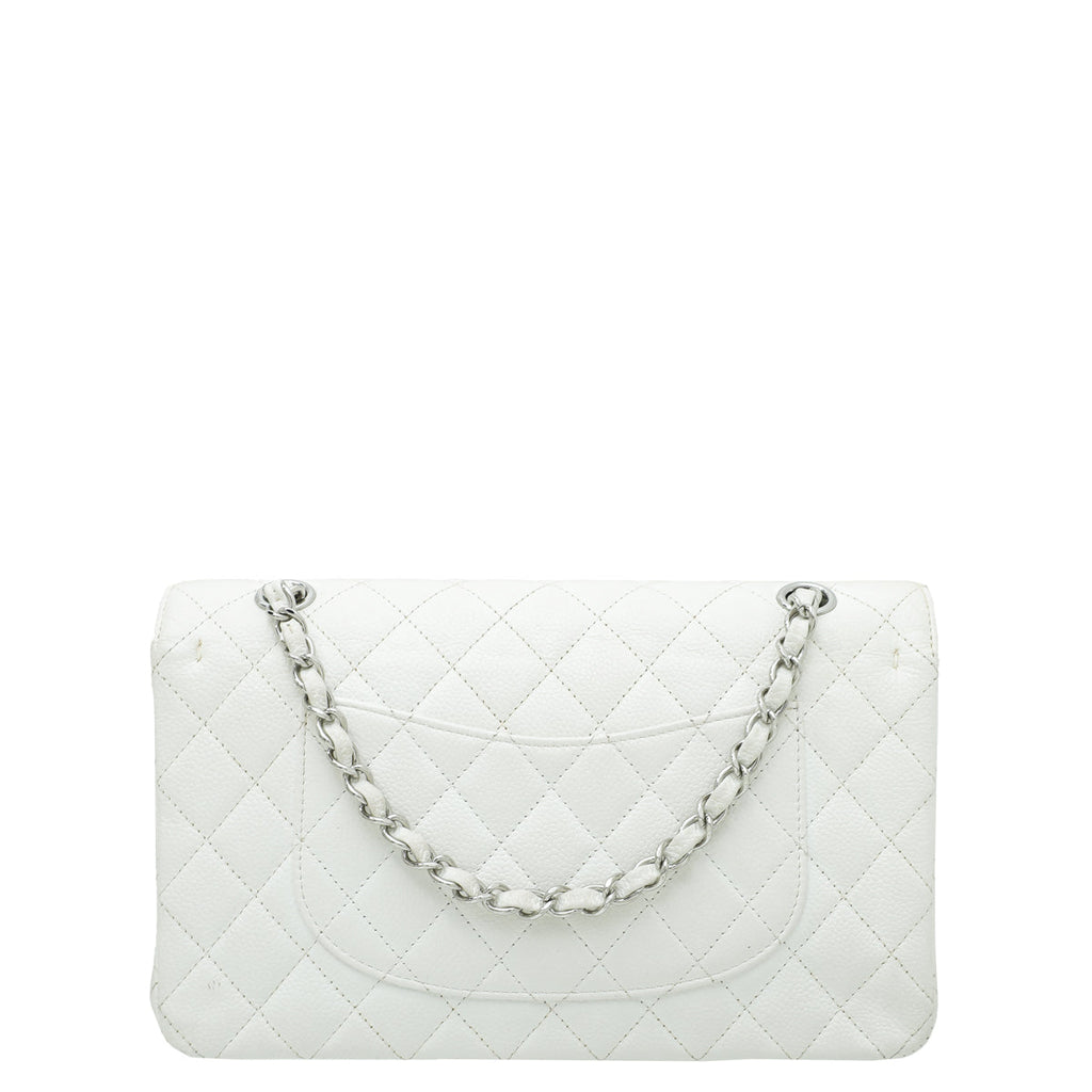 Chanel White Classic Double Flap Medium Bag