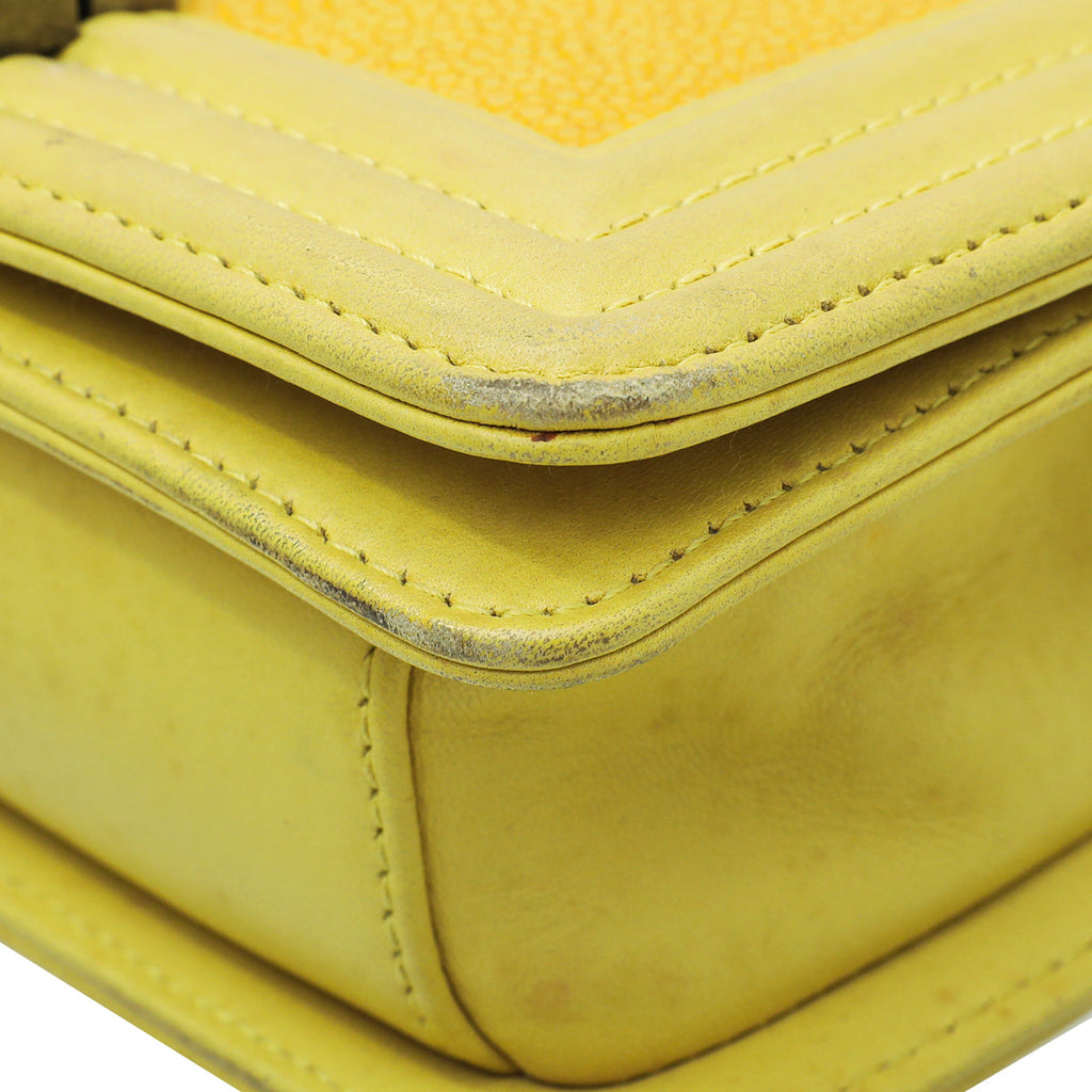 Chanel Yellow Galuchat Stingray Boy Small Bag