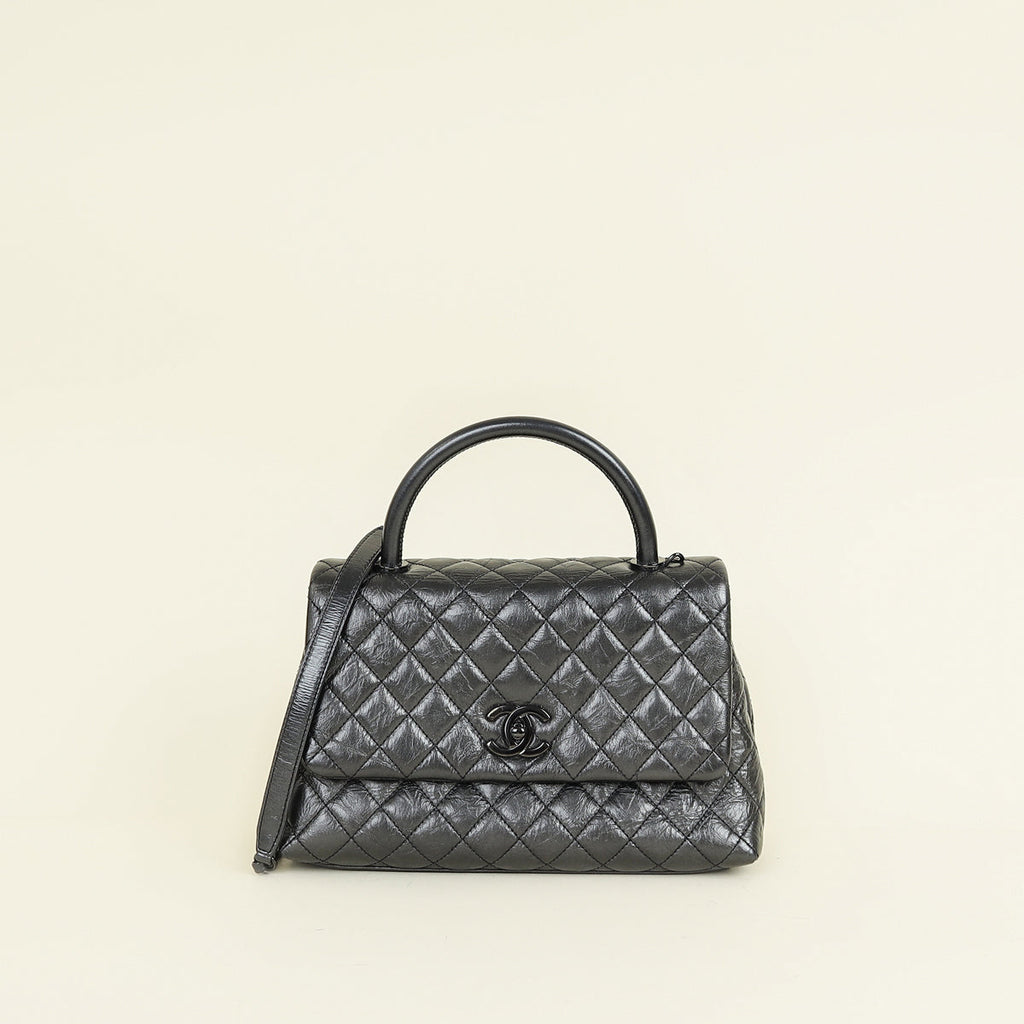 Chanel Dark Ruthenium CC Coco Handle Flap Bag