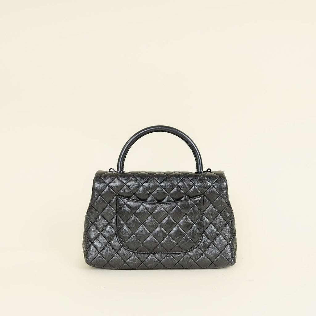 Chanel Dark Ruthenium CC Coco Handle Flap Bag