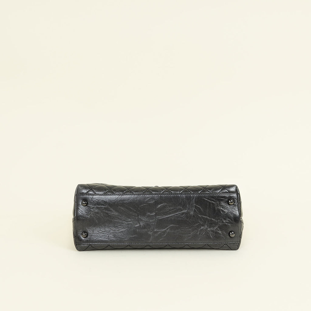 Chanel Dark Ruthenium CC Coco Handle Flap Bag