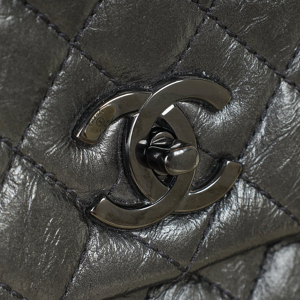 Chanel Dark Ruthenium CC Coco Handle Flap Bag