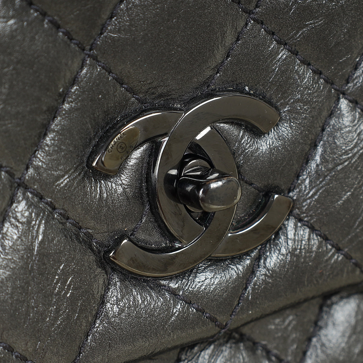 Chanel Dark Ruthenium CC Coco Handle Flap Bag
