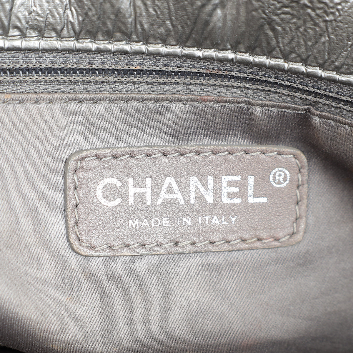 Chanel Metallic Silver Graphic Edge Accordion Flap Bag