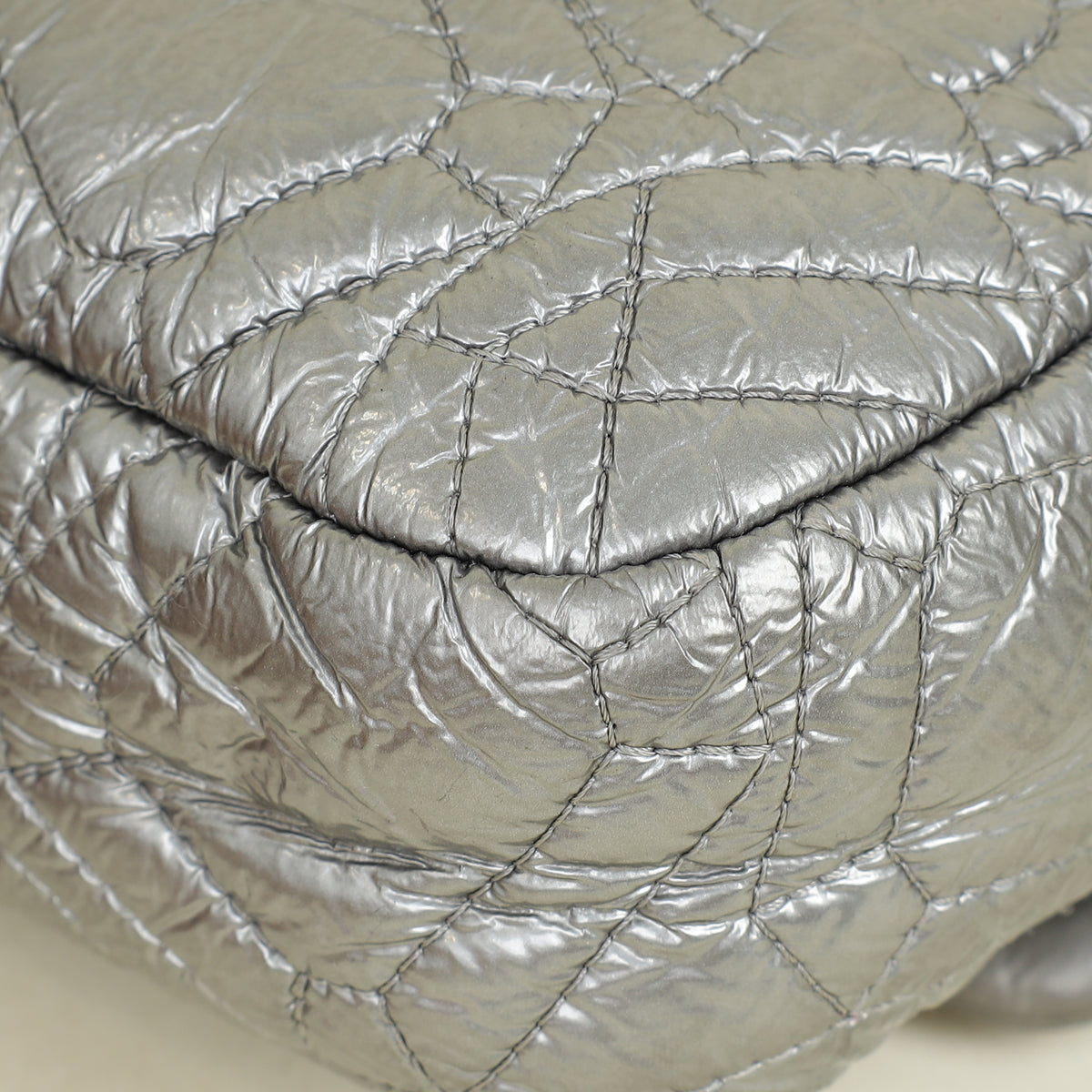 Chanel Metallic Silver Graphic Edge Accordion Flap Bag