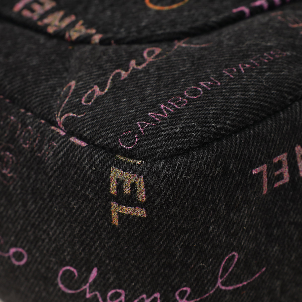 Chanel Black Multicolor CC Denim Logo Print Flap Bag