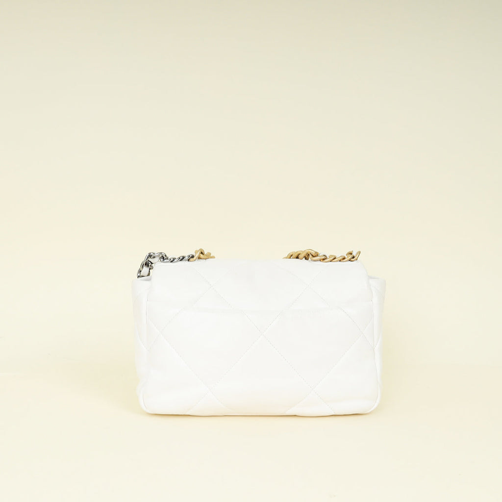 Chanel White CC 19 Small Flap Bag