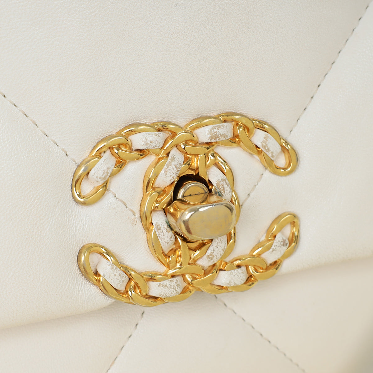 Chanel White CC 19 Small Flap Bag