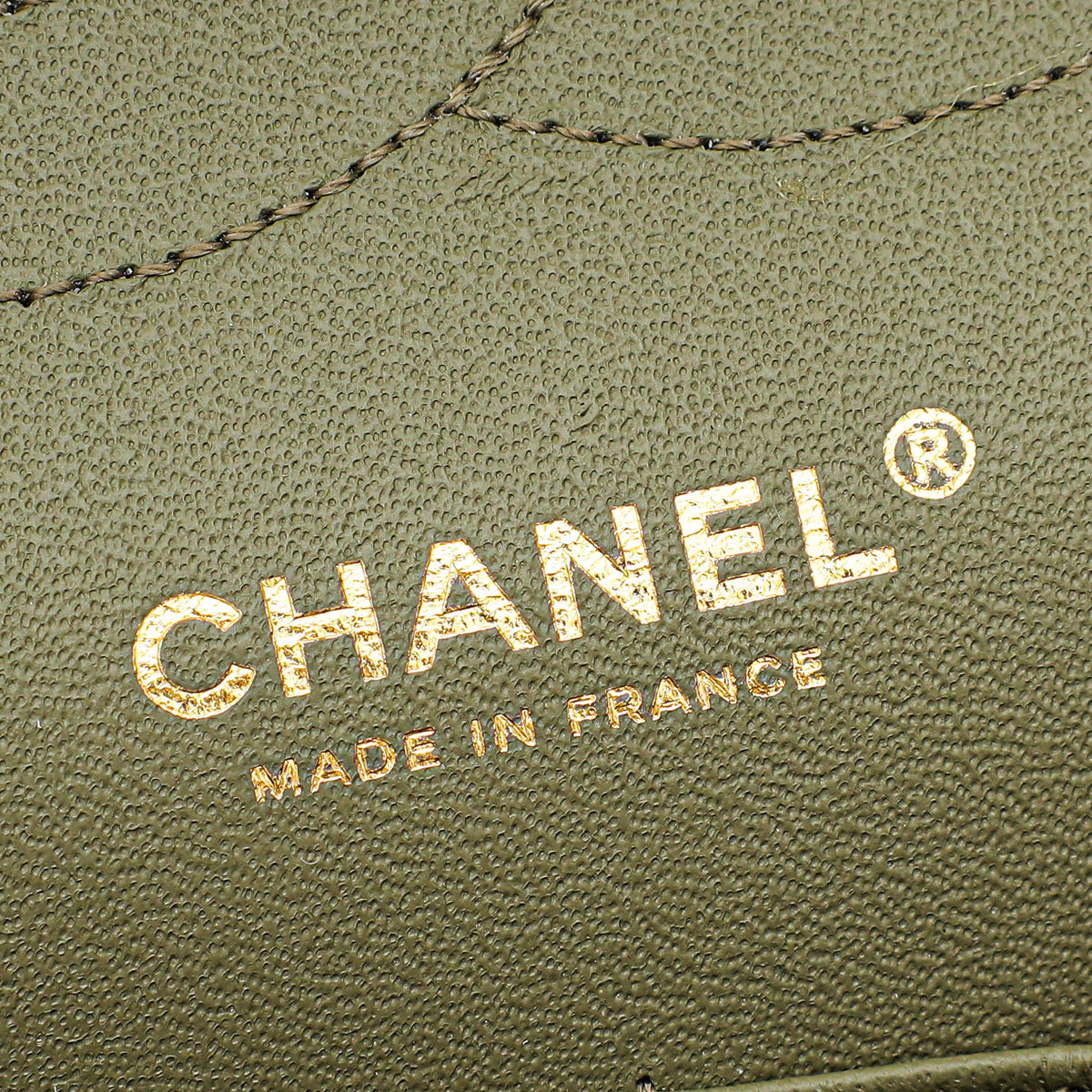 Chanel Olive Green Chevron Classic Double Flap Jumbo Bag
