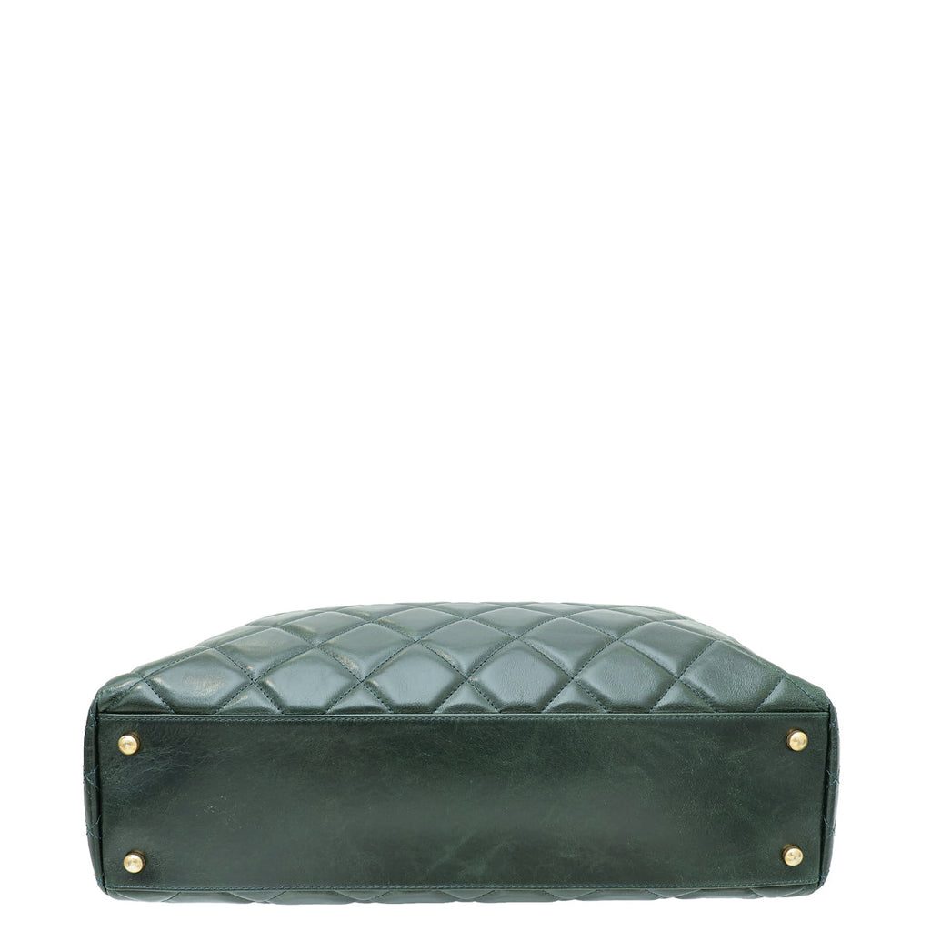 Chanel Forest Green Aged CC Shopping Tote Bag