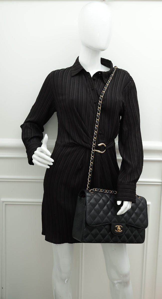 Chanel Black Classic Double Flap Jumbo Bag