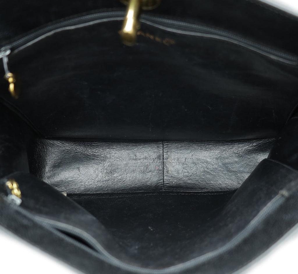 Chanel Black Vintage CC Shopping Tote Bag