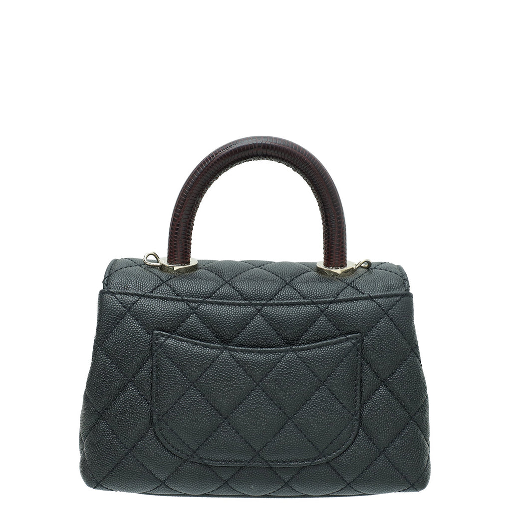 Chanel Black CC Coco Handle Lizard Handle Mini Bag