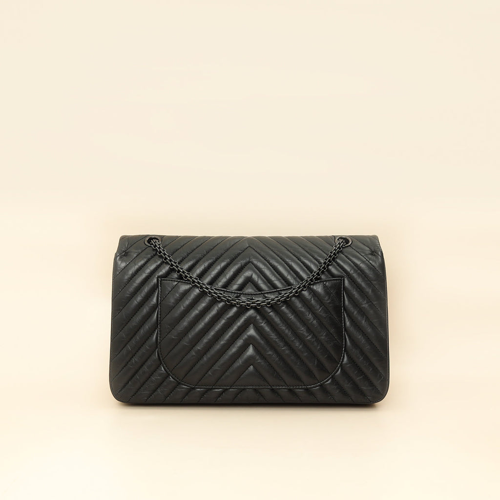Chanel Black 2.55 Reissue Chevron Double Flap 227 Bag