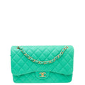 Chanel Green CC Classic Double Flap Jumbo Bag
