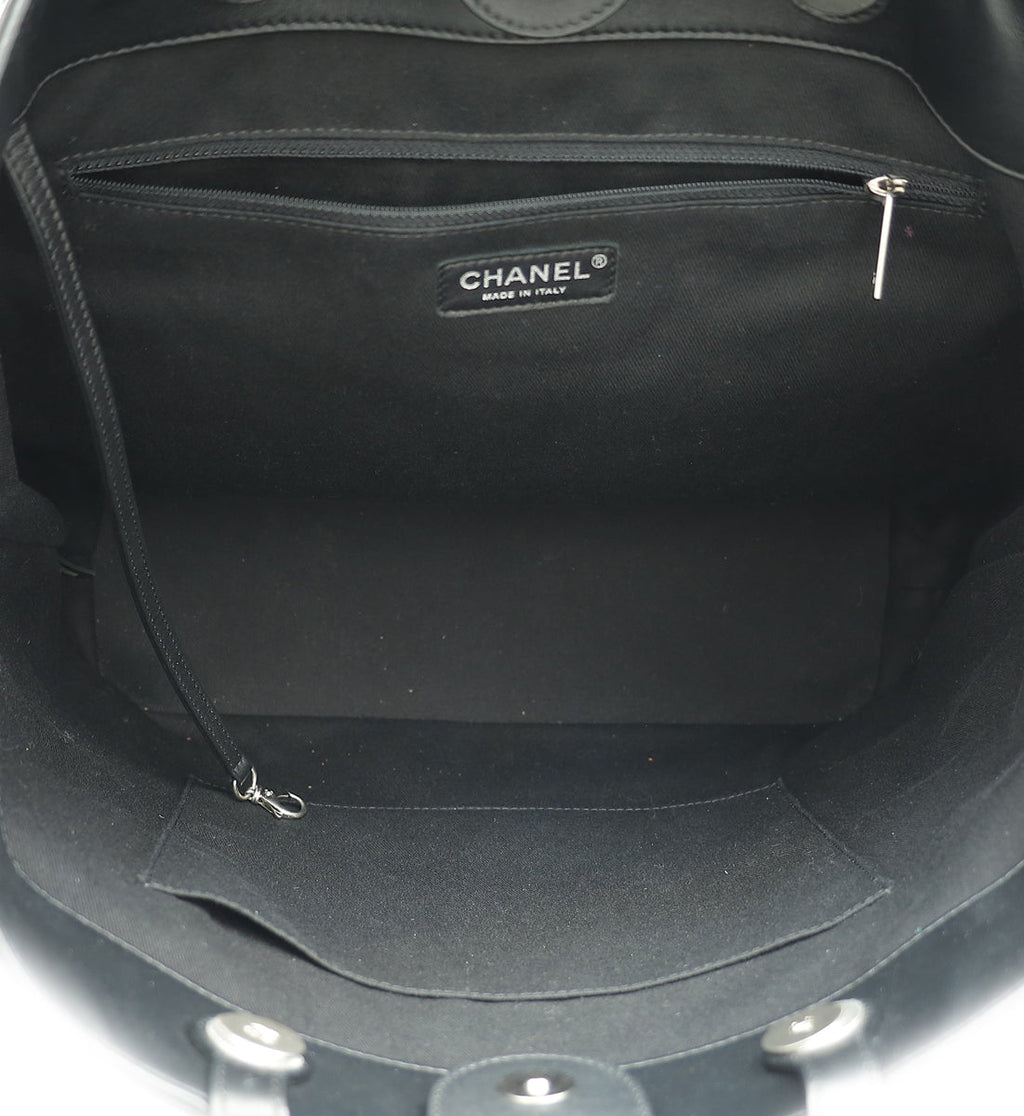 Chanel Black Coco Eyelets Shopping Tote Bag