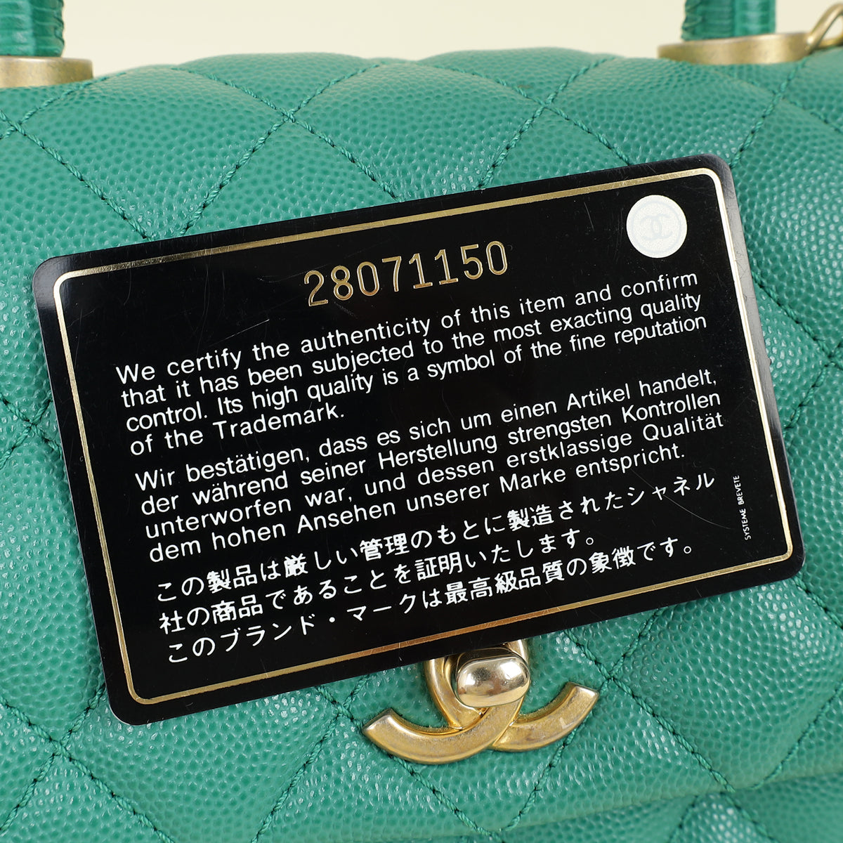 Chanel Green Coco Handle Small Bag